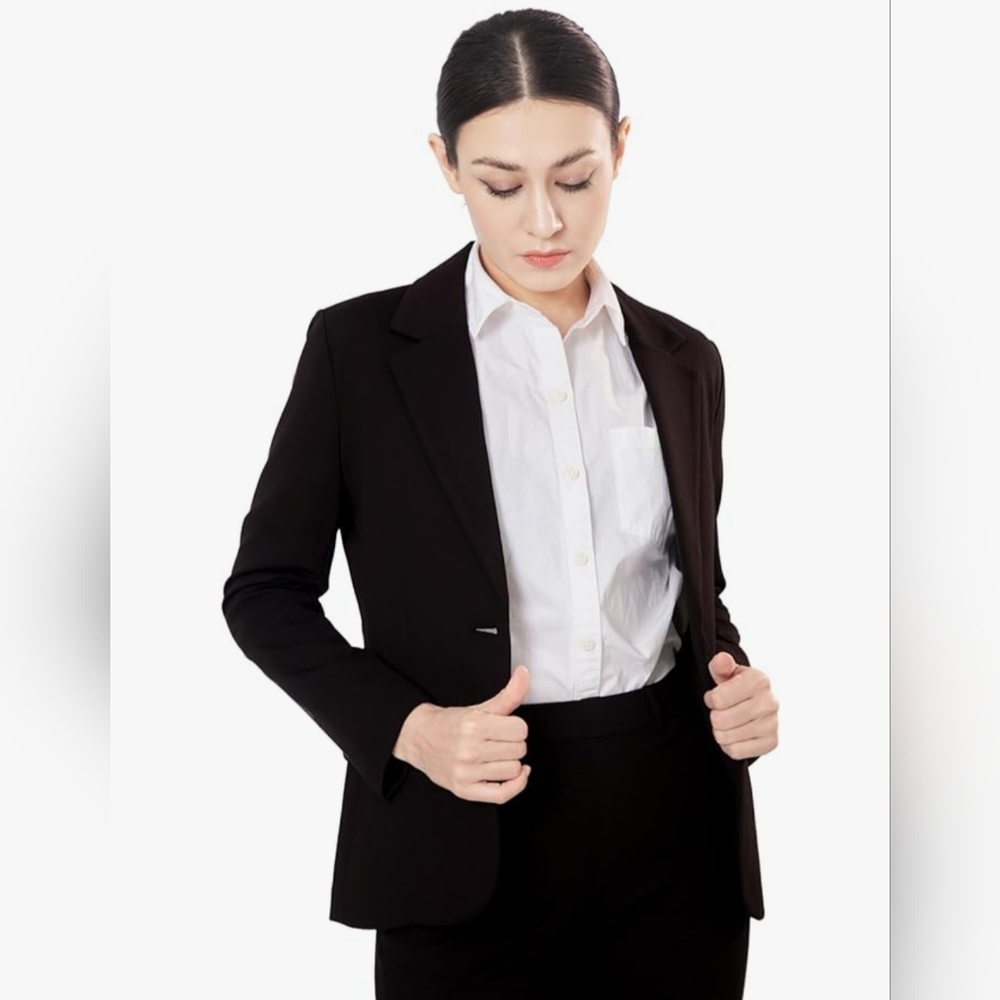 Mary Crafts Women's Classic Black One Button Blazer Suit Coat Jacket 0 NWT